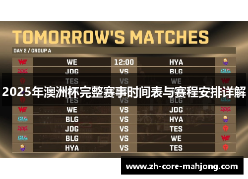 2025年澳洲杯完整赛事时间表与赛程安排详解