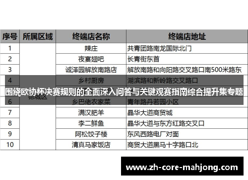 围绕欧协杯决赛规则的全面深入问答与关键观赛指南综合提升集专题